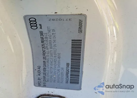 2016 Audi S5 Premium Plus z USA, uszkodzony, nr VIN WAUC4AFR8GA019488